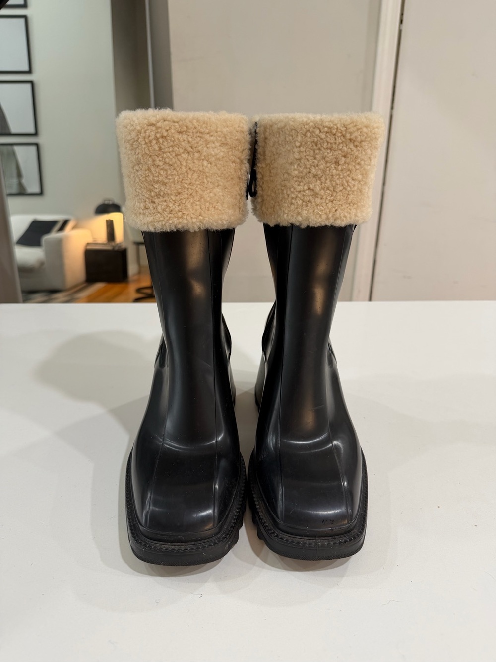 Chloe Black Boots with Cream Shearling Cuff